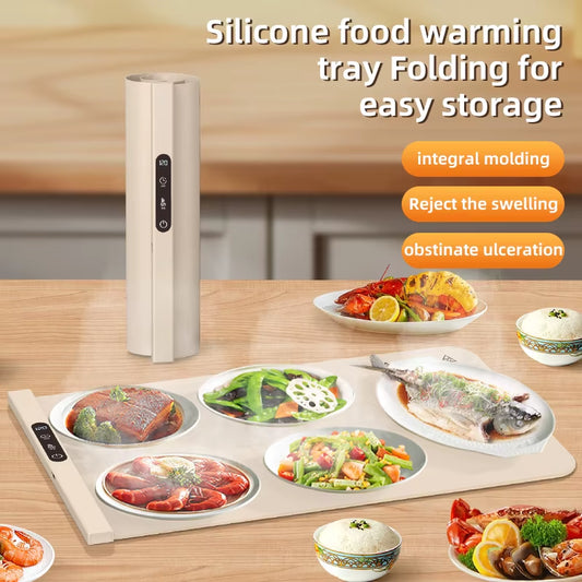 Electric Food Heating Plate Foldable Heating Tray Fast Food Heating Portable Electric Tray 6-Level Temperature Control