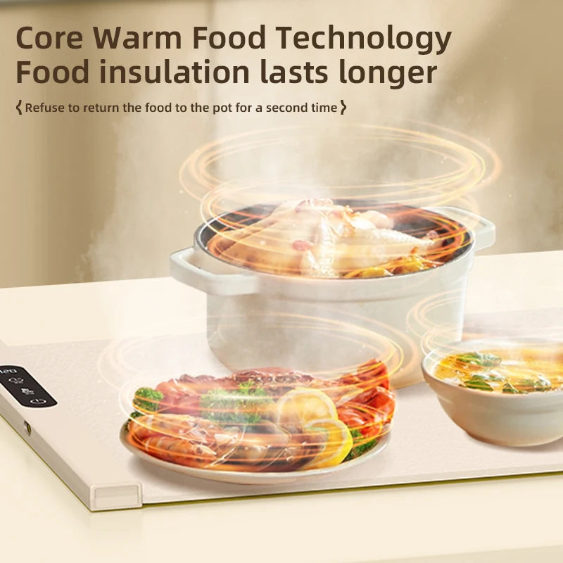 Electric Food Heating Plate Foldable Heating Tray Fast Food Heating Portable Electric Tray 6-Level Temperature Control
